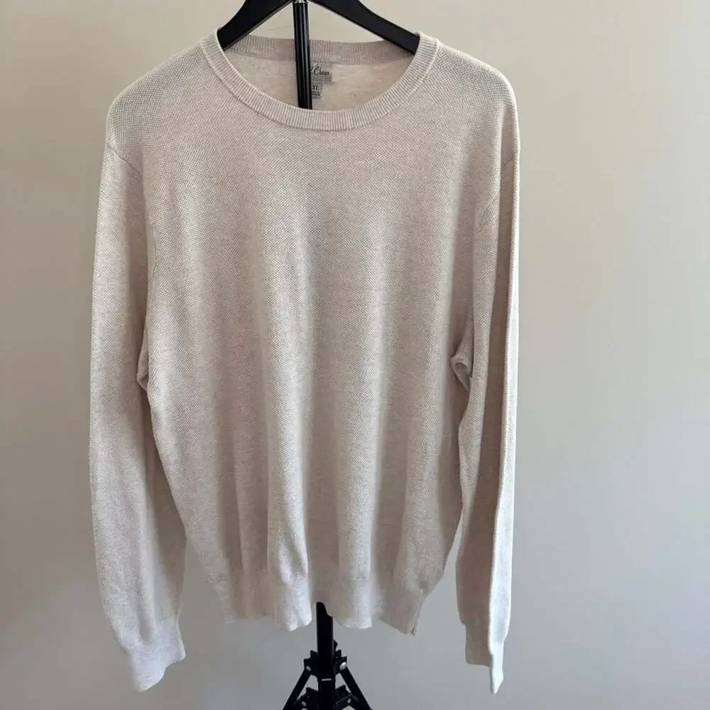 J.Crew Men's Textured 100% Cotton  Knit Crewneck  Sweater